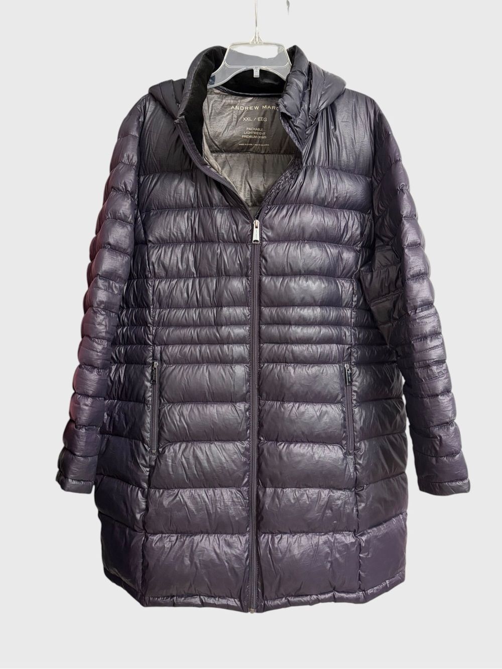 Andrew Marc Packable Lightweight Down Puffer Parka Jacket Women's Size XXL Plum